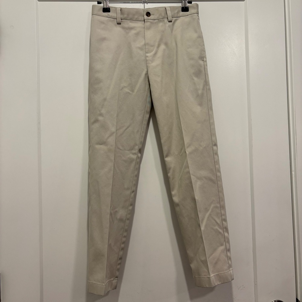 Brooks Brothers Fleece Boys Khaki Chino Pants Tan Flat Front Trousers Size 10